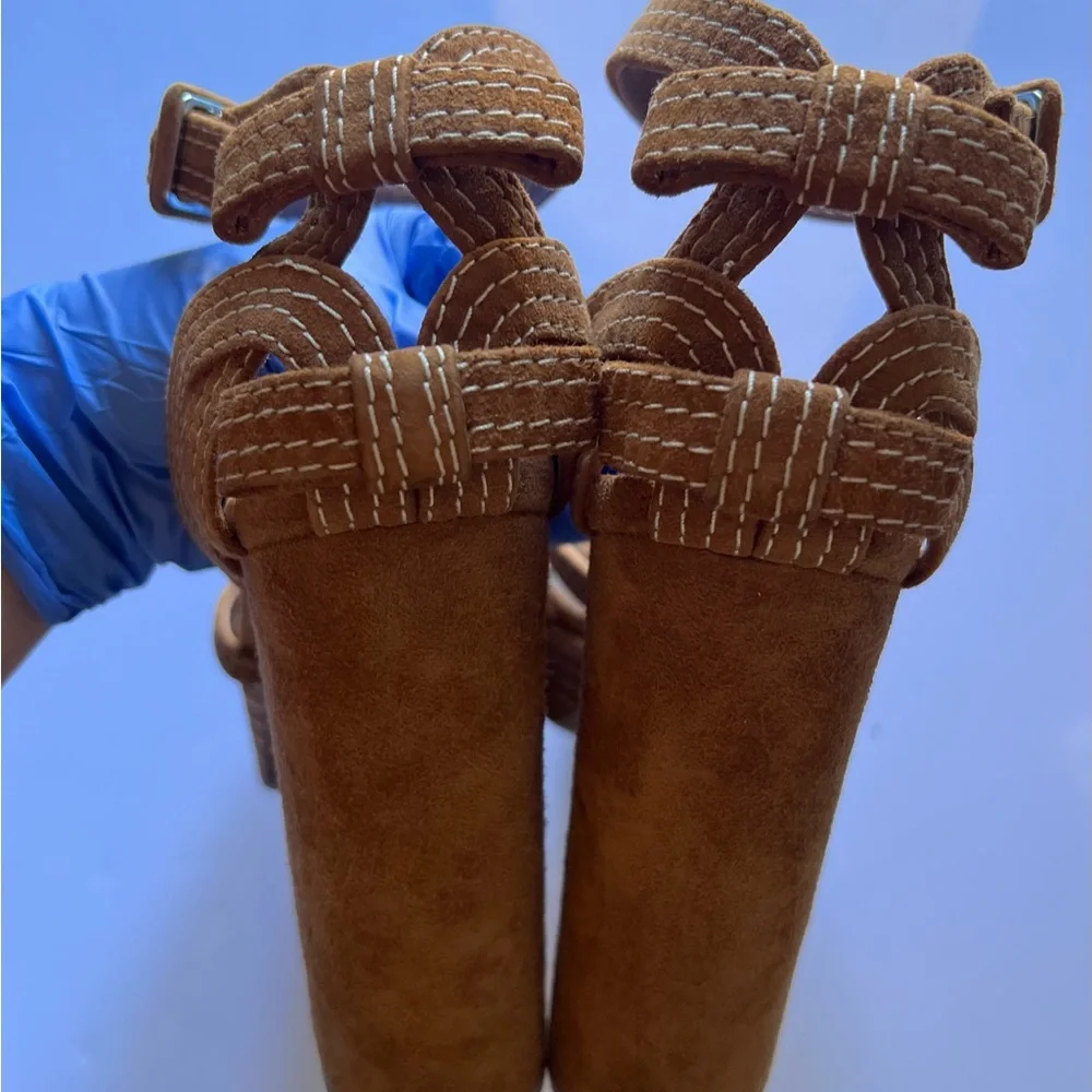 Tabitha Simmons‎ Tan Platform Block Heel Sandals